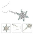 thumbnail image 4 of 1 Pair Water Blue Snowflake Earrings Stylish Rhinestone Inlaid Eardrop for Girl, 4 of 8