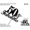 thumbnail image 3 of Fabulous & 50 Black Glitter Cake Topper, 50th Birthday Party Decorations Ideas, Sturdy Doubled Sided Glitter, Acrylic Stick. Made in USA, 3 of 4