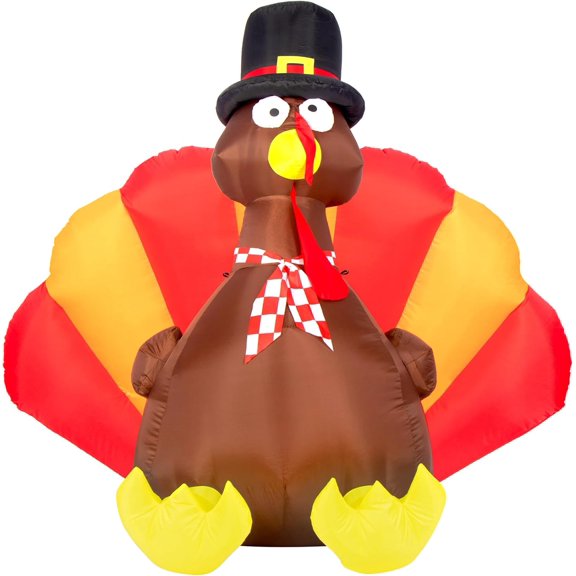 6 FT Inflatable Turkey Yard Decorations for Outdoor and Indoor, Thanksgiving Blow up Decorations With LED Lights
