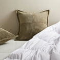 thumbnail image 6 of Topfinel Spring/Summer Wide Side Pillowcase with Stripe Splicing, Super Soft Corduroy Sofa Pillowcase Decorative Textured Pillow, Boho Sham Square Cushion Covers, OliveGreen, 16x16 inch, Set of 2, 6 of 10