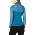 thumbnail image 2 of GUESS $59 Womens New 1515 Teal Mock Neck Sheer Long Sleeve Top XL B+B, 2 of 2