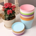 thumbnail image 5 of Macetas de plástico multicolor con bandejas de goteo para plántulas perfectas, para uso en interiores y exteriores, detalles decorativos, 14 cm (arriba), 10 cm (abajo), 12 cm (alto), 5 of 5