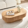 thumbnail image 5 of Tcbosik 43.7" Oval Coffee Table, Rustic Center Table with Pedestal for Living Room, Easy Assembly, Natural Ash, 5 of 10