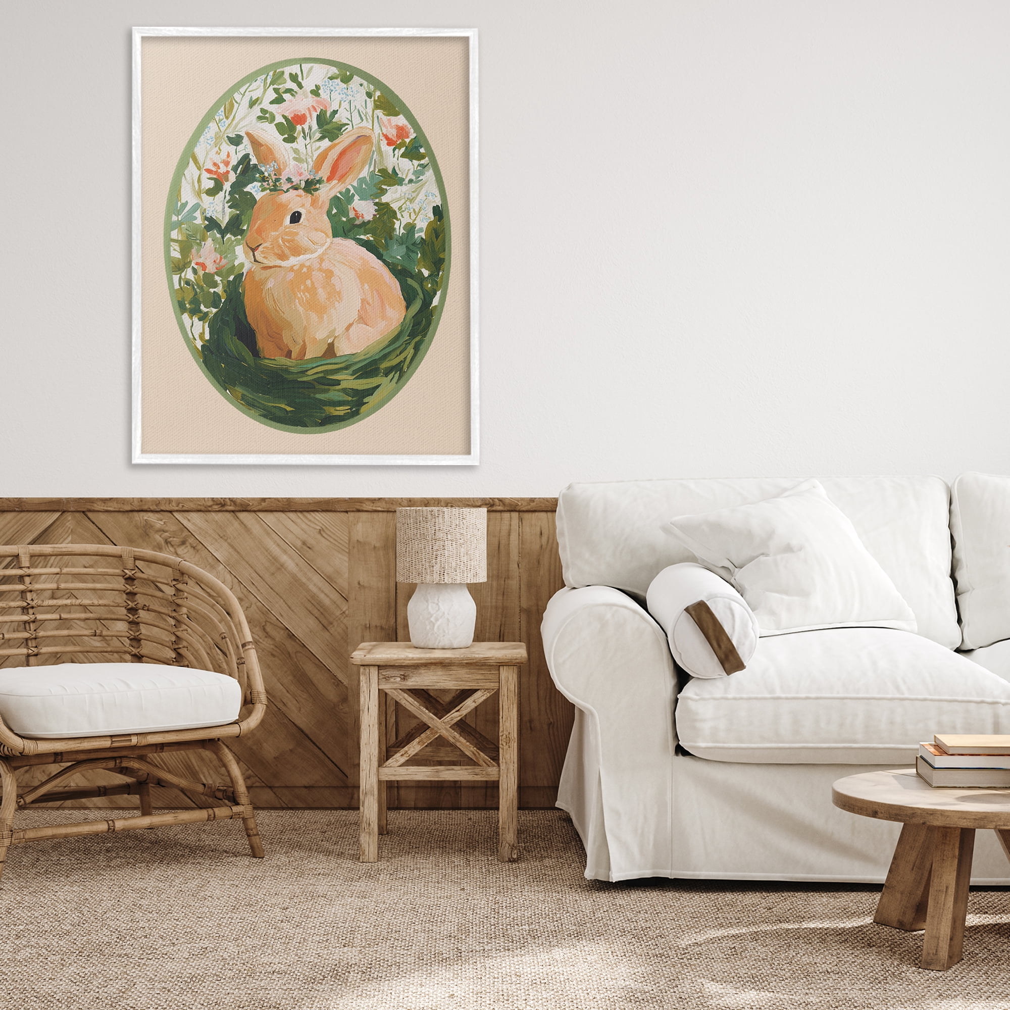 Stupell Industries Bloom Nest Bunny White Framed Giclee Art, design by Yen