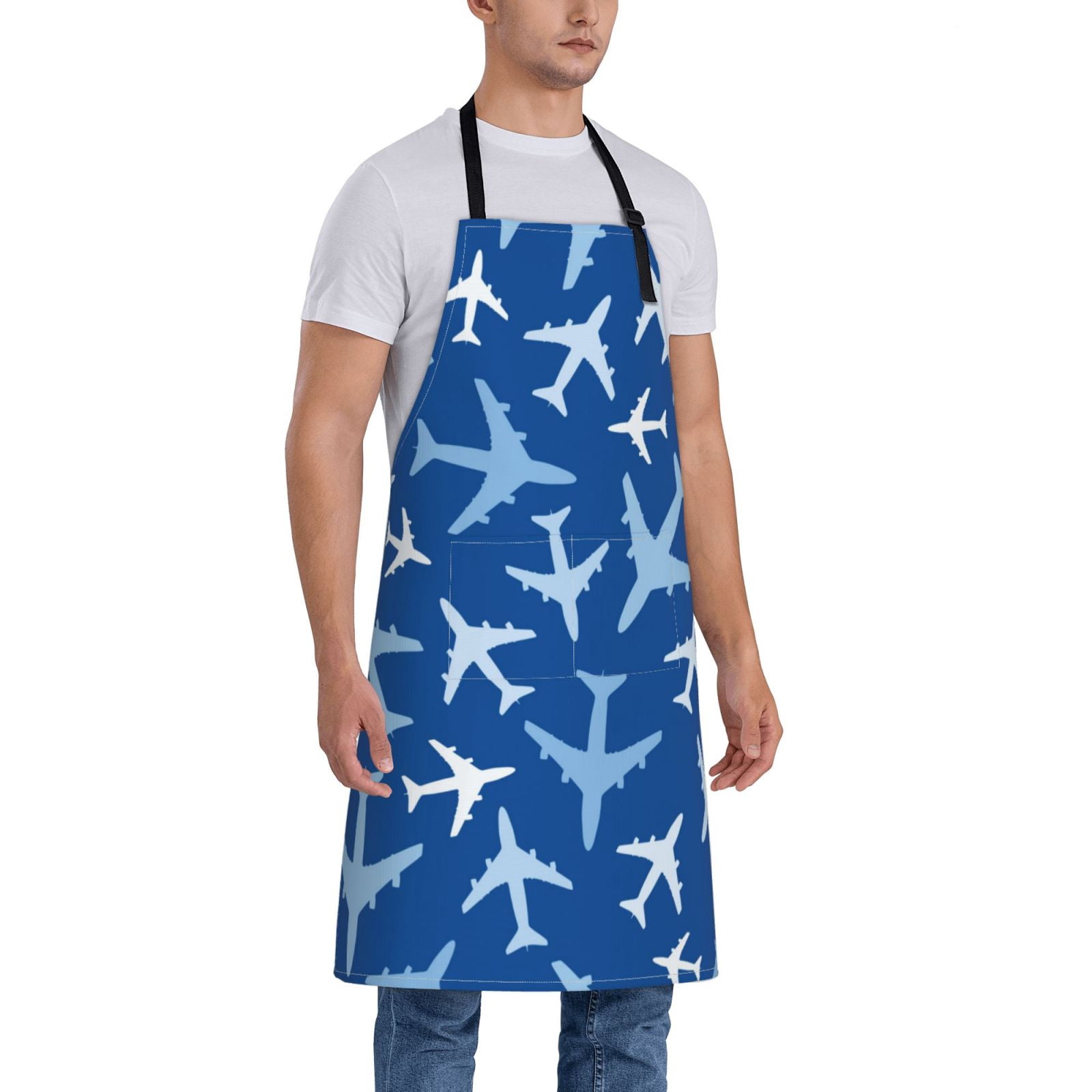 Kdxio Airplanes in the Sky Apron with Pockets Adjustable Kitchen Aprons for Men Women Waterproof Aprons for Cooking,Drawing,Crafting, Baking Household Cleaning