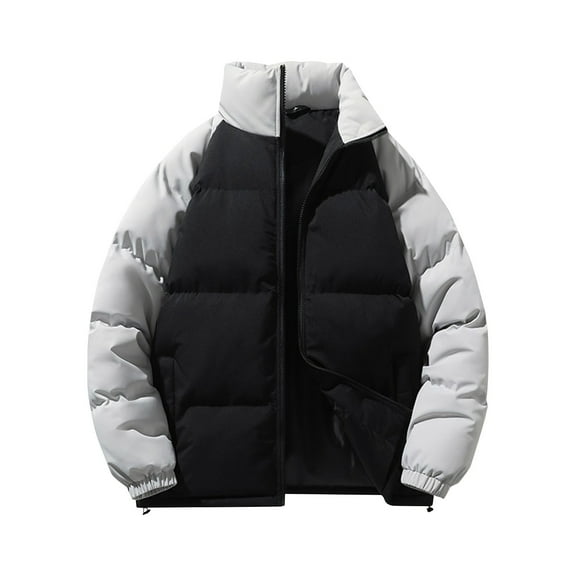 Maoxin Men's Coats and Jackets Men' Solid Color Down Jacket With Warm Zipper Pocket Long Sleeved Hooded Casual Jacket Black S