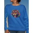 thumbnail image 2 of Pop Art Tiger Head Sweatshirt Women -Image by Shutterstock, Female Small, 2 of 4