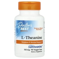 Doctor's Best L-Theanine with Suntheanine , Non-GMO, Gluten Free, Vegan, Helps Reduce Stress and Sleep, 150 mg 90 Veggie Caps