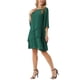 thumbnail image 4 of Vestido de gasa para mujer Inspire Chic con volantes, de capas, fluido, de manga 3/4, corte A, hasta la rodilla, color verde oscuro, talla L, 4 of 6