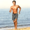 thumbnail image 5 of BRISIRA Bañador para hombre, pantalones cortos de playa de secado rápido, entrepierna de 5 pulgadas, con forro de compresión y bolsillo con cremallera, color gris, 5 of 5