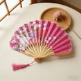 thumbnail image 4 of Classic Silk Folding Fan, Durable Bamboo Rib Hand Fan for Wedding Stage Photography Decor D, 4 of 6