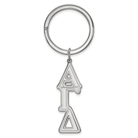 Delta Key Ring - 925 Rhodium Flashed Silver Alpha Gamma Delta Key Ring