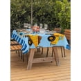 thumbnail image 3 of Outdoor Tablecloth with Umbrella Hole for Patio/Picnic/Party/Camping, Yellow Truck Waterproof Table Cloth Rectangle Table Cover Washable, Stars Navy Blue Checkered Modern Farmhouse Art (60"x 102"), 3 of 8