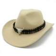 thumbnail image 2 of Vorkoi Classic Women's Western Cowboy Hat, Felt Hats with Wide Belt, 2 of 6