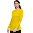 thumbnail image 3 of eloria Women's T-Shirt Round Neck Solid Color Plain Full Sleeve T-Shirt Color: Yellow | Size: S, 3 of 7