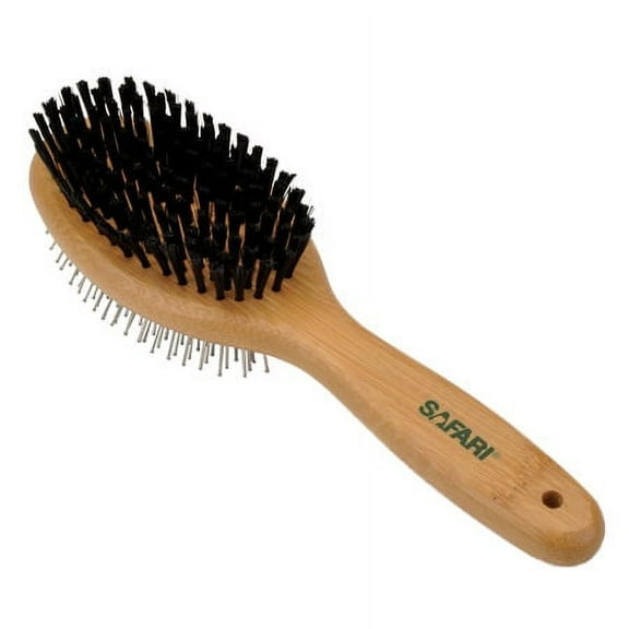Coastal Pet Safari Pin and Bristle Combo Dog Brush with Bamboo Handle - 2-in-1 Wire Pin Brush and Dog Bristle Brush Design - For Dogs with Short and Long Hair - Large - 9.75" x 2.75"
