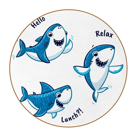 

OWNTA Three Shark Pattern Premium Microfiber Leather Round Coasters (6PCS) - 11x11 cm/4.3x4.3 in - Durable & Stylish Cup Mat Set