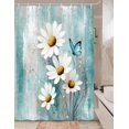 thumbnail image 2 of RV Shower Curtain, Camper Shower Curtain, Farm Rustic Farmhouse and Butterfly on Country Wooden Shower Curtain, Turquoise Blue Shower Curtain with Hooks, 47X64 Inches(Turquoise), 2 of 5