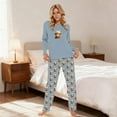 thumbnail image 2 of Bibifish Womens Pajama Set Home Comfort Animal Print Lapel Collar Short Sleeve Tops With Long Pants Elastic Waist Two Piece Sleepwear Set, 2 of 4
