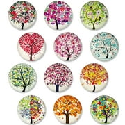 Wrapables Crystal Glass Magnets, Refrigerator Magnets for Office Whiteboards, Cabinets, Lockers (Set of 12), Tree Love