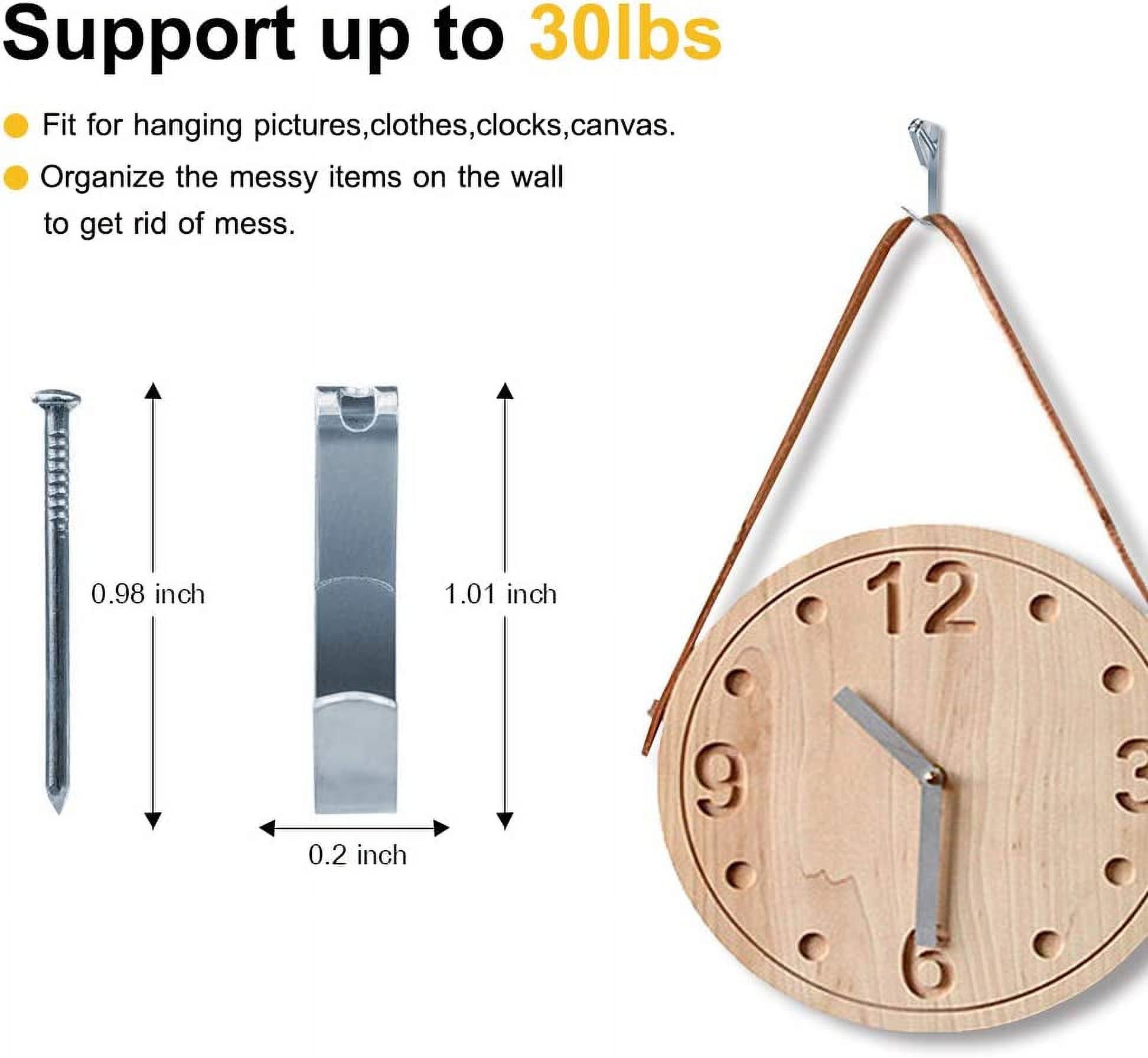 100pcs Picture Hangers,30lbs Picture Hanging H s with Nails, Professional Picture Hanging Kit on Wood/Drywall (30lbs-100pcs)