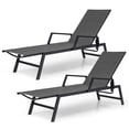 thumbnail image 2 of Costway 2 PCS Outdoor Rattan Chaise Lounge with Armrests & 5-Position Backrest for Backyard, 2 of 9