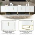 thumbnail image 5 of EUROCO TV Stand Up to 80" Television,Entertainment Center with Storage,4-Doors Media Console Table with Metal Handle,Gold Legs,Adjustable Shelves,Living Room, Bedroom Furniture,White, 5 of 8