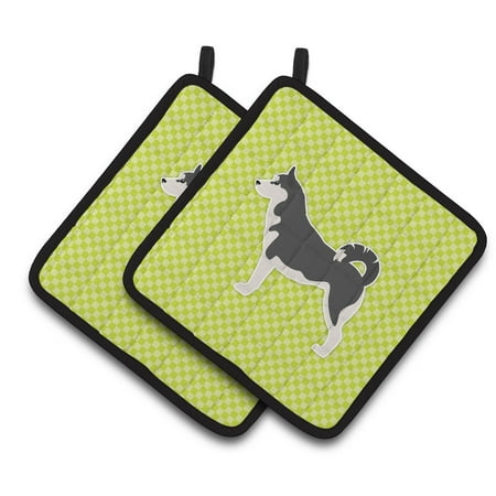 

Carolines Treasures BB3880PTHD Siberian Husky Checkerboard Green Pair of Pot Holders 7.5HX7.5W multicolor