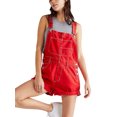 thumbnail image 3 of Womens Overalls Shorts Denim Bib Adjustable Straps Shorts Casual Solid Color Rolled Cuff Rompers Jumpsuits With Pockets, 3 of 6