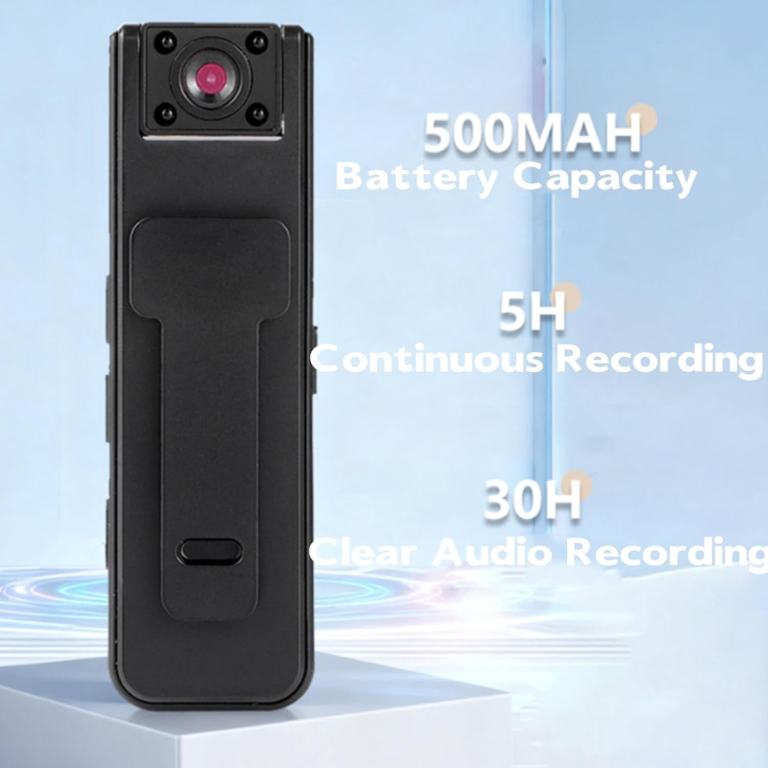 1080P 2-in-1 Sports Video & Audio Recorder, Portable Clip-On Wearable Camera with Night Vision, Mini Body Camera for Outdoor Sports, Cycling