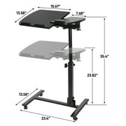 ZENSTYLE Rolling Table Overbed Bedside Desk Laptop Cart Stand Adjustable Lockable Wheels, Black