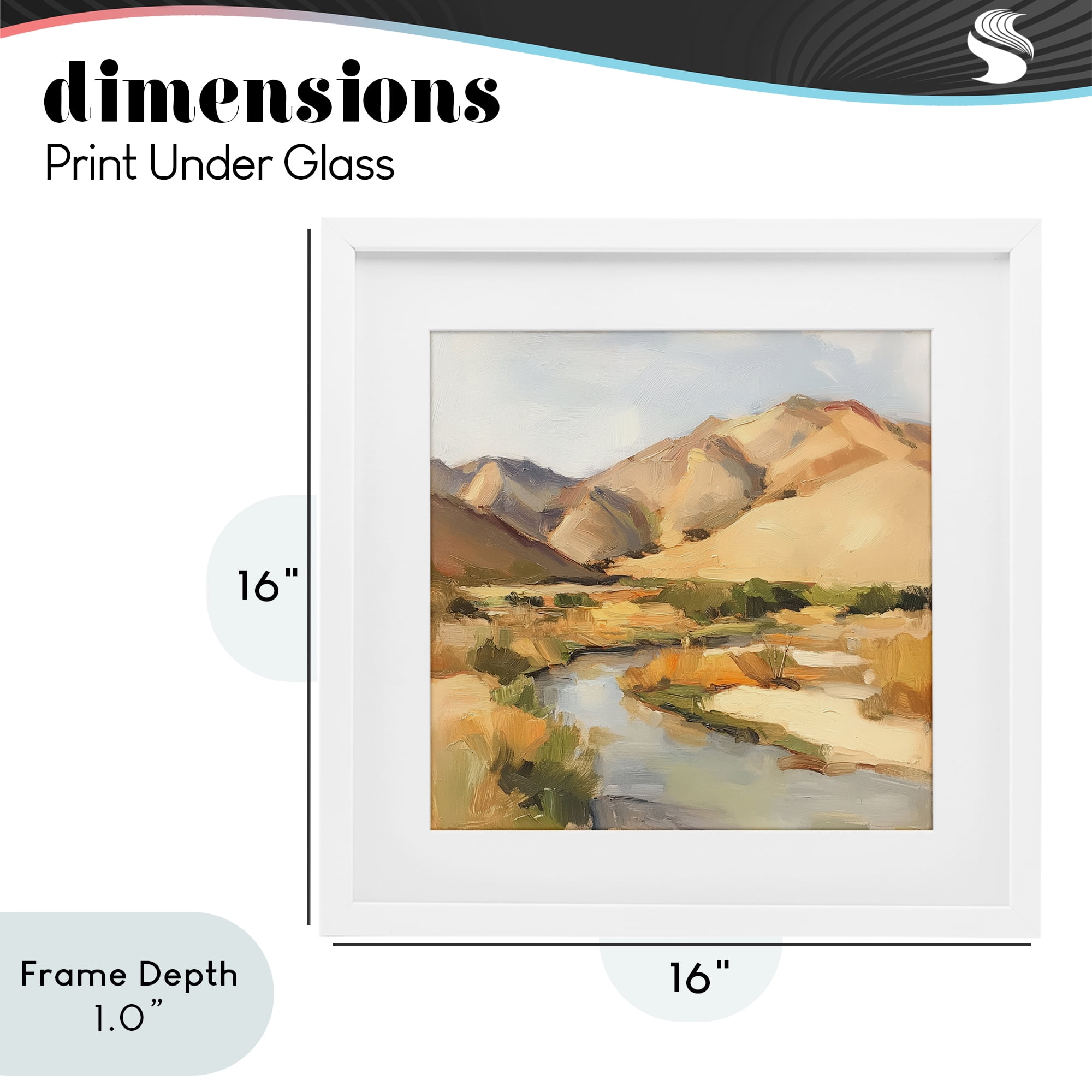 Stupell Industries Wispy Desert River White Framed Print Under Glass, design by Petal Prints Design