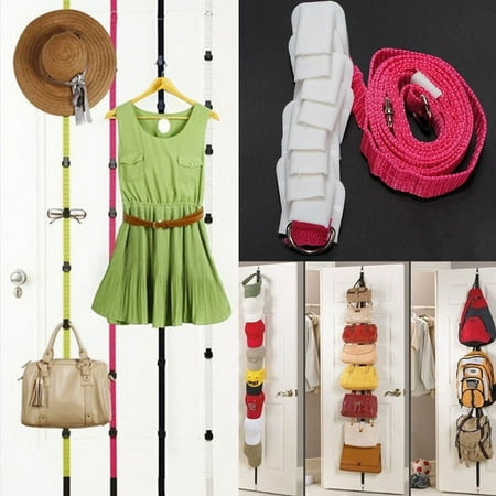 8 Adjustable Hooks Over Door Hanger with Straps DIY Up 