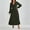 Army Green, variant on SMihono Women's Elegant Lantern Long Sleeve Evening Dress, Sexy V-Neck High Waist Slim Fit Swing Dresses Solid A-Line Dress Black L