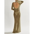 thumbnail image 5 of Womens Crochet Cover Ups Long Sleeve Sexy Mesh Backless Knit Swimsuit Coverup Beach Maxi Dress, 5 of 5