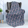 thumbnail image 4 of Cartoon Soft Flannel Fleece Blanket, Colorful Dinosaur and Shark Silhouettes Modern Pattern in Pastel Colors, Cozy Plush for Indoor and Outdoor Use, 60" x 80", Blue Grey Multicolor, by Ambesonne, 4 of 5