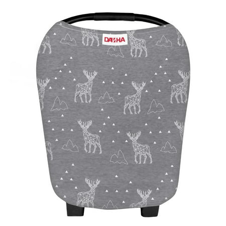 DANHA Baby Car Seat Cover for Girls and Boy - Carseat Canopy - Nursing Cover - Shopping Cart Germ Protector - Deer Print - Stretchy (Best Fabric Protector For Car Seats)