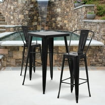 Flash Furniture Commercial Grade 4 Pack 30" High Black Metal Indoor-Outdoor Barstool with Removable Back
