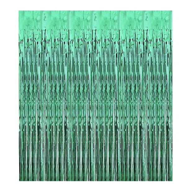 3 telón de fondo con borlas de cortina con flecos de aluminio para 1 yarda/cada . Verde Yuyangstore Cortina de lluvia de fiesta brillante