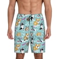 thumbnail image 1 of Kdxio Dogs Print Mens Shorts, Breathable Lounge Sleepwear Set with Elastic Waistband and Pockets-Small, 1 of 6