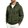thumbnail image 2 of FENGYOU Mens Heavyweight Fleece Lined Zip Up Hoodie Loose Fit Hooded Sweatshirt Multi Pocket Casual Jacket Outerwear Army Green L, 2 of 7
