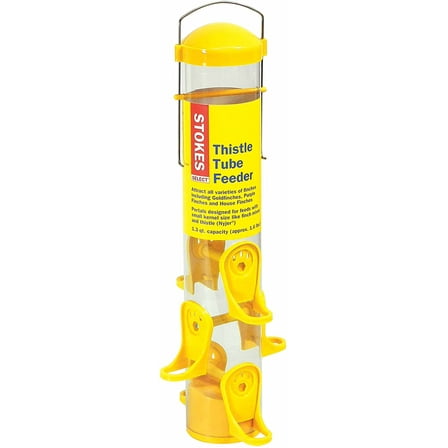 Stokes Select Nyjer Thistle Tube Finch Bird Feeder 38224 Six Feeding Ports Yellow