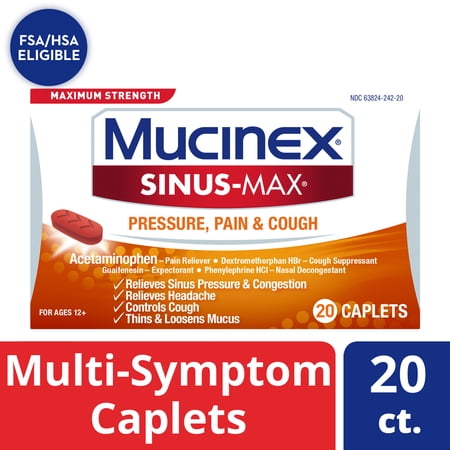 UPC 363824242200 product image for Maximum Strength Mucinex Sinus-Max Pressure  Pain & Cough Caplets  20 ct | upcitemdb.com