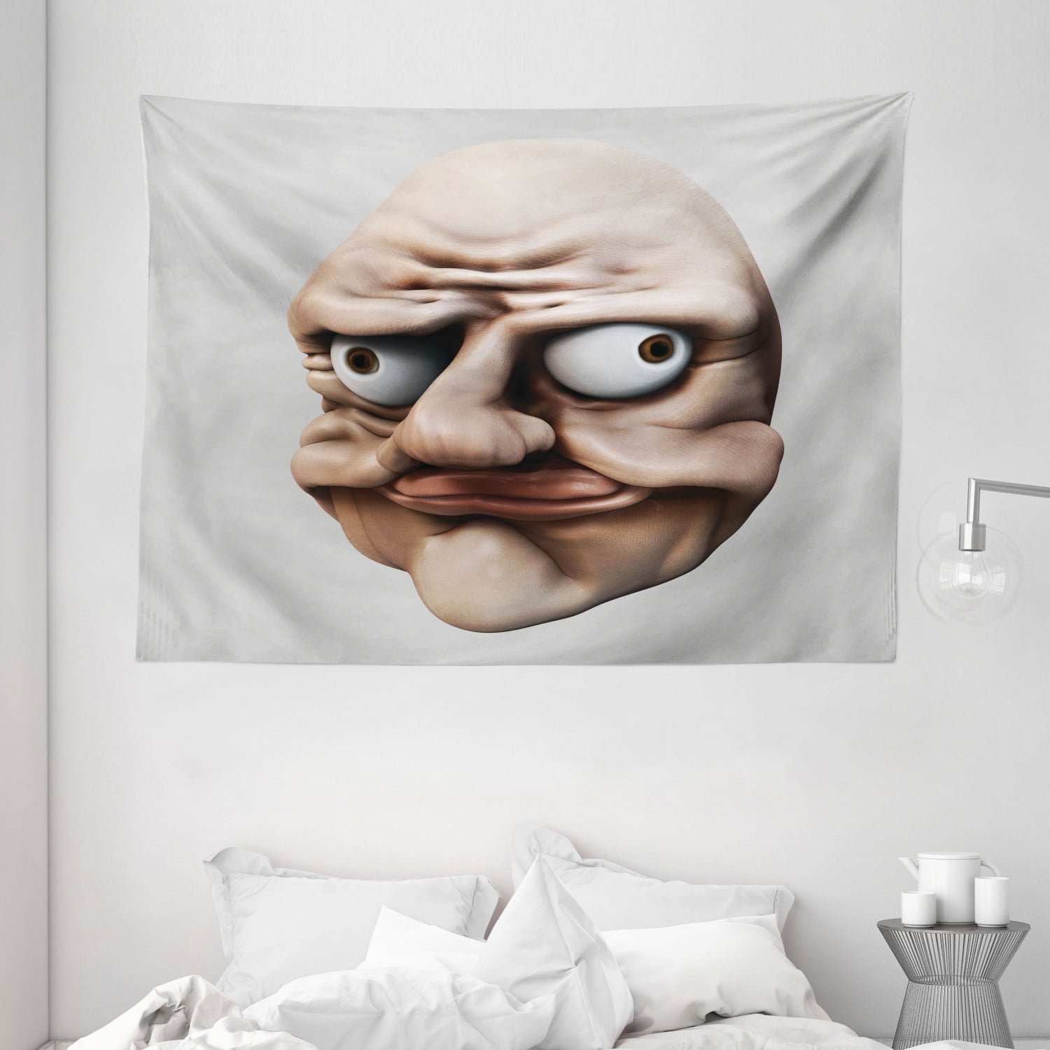 Humor Tapestry, Cartoon Style Troll Face Guy for Annoying Popular Internet  Meme Design, Fabric Wall Hanging Decor for Bedroom Living Room Dorm, 2