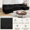 thumbnail image 4 of SZLIZCCC Modular Sectional Sofa with Movable Ottoman, L/U Shaped Chenille Fabric Couch with High - End Material,Flexible Combination for Living Room, Office, Apartment Black4+2, 4 of 8