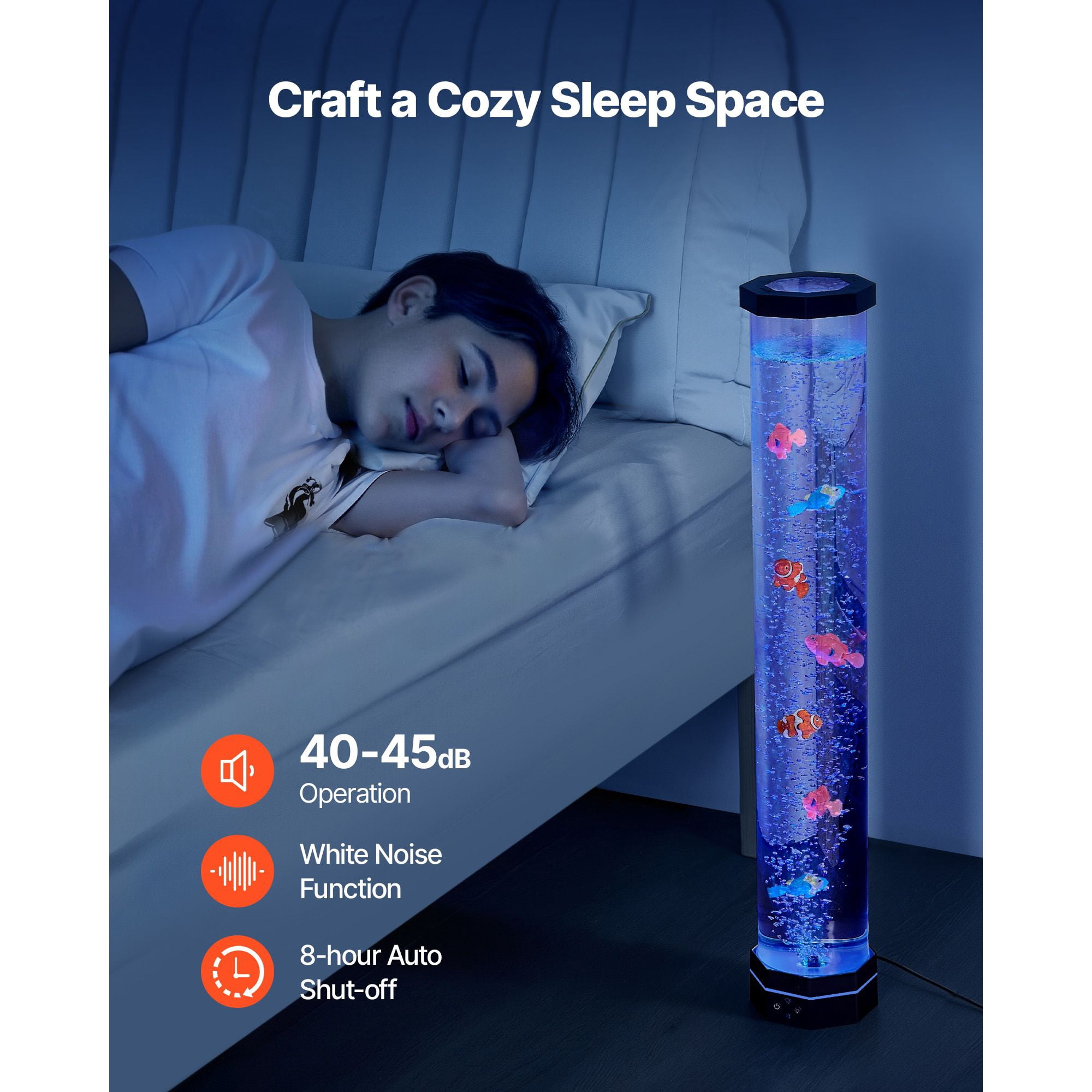 Bubble Lamp Floor-Standing 32 Inch 16 Color Remote Control Anti-Tip 40-45dB for Autism ADHD Anxiety Relief