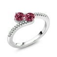 thumbnail image 2 of Gem Stone King 925 Sterling Silver Pink Tourmaline Bypass Ring for Women (0.74 Cttw, Gemstone October Birthstone, Round 4MM, Available in Size 5, 6, 7, 8, 9), 2 of 4