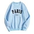 thumbnail image 3 of SMihono Paris Letter Print Sweatshirt for Women Oversized Trendy Comfy Crewneck Sweatshirts Casual Graphic Pullover Tops Unisex Sky Blue 12, 3 of 4