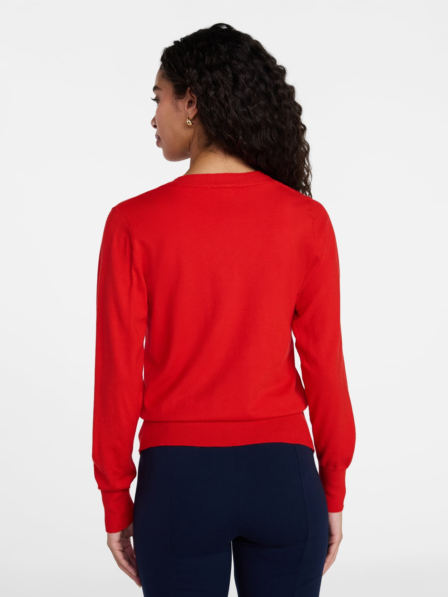 Time and Tru Women's V-Neck Cardigan Sweater, Lightweight, Sizes XS-XXXL
