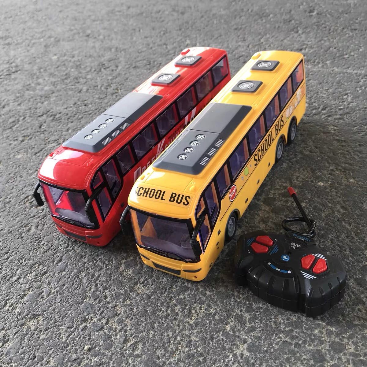 AIGIA 1:30 Scale 27MHZ Lights Simulation School Bus Rc Bus Electric Remote Control Car with Light School Bus Toys